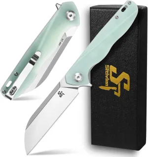 Sitivien ST103 Folding Knife, D2 Steel Blade G10 Handle Pocket Knife, EDC Tool Knife for Outdoor, Camping, Hunting, Survival (Jade)