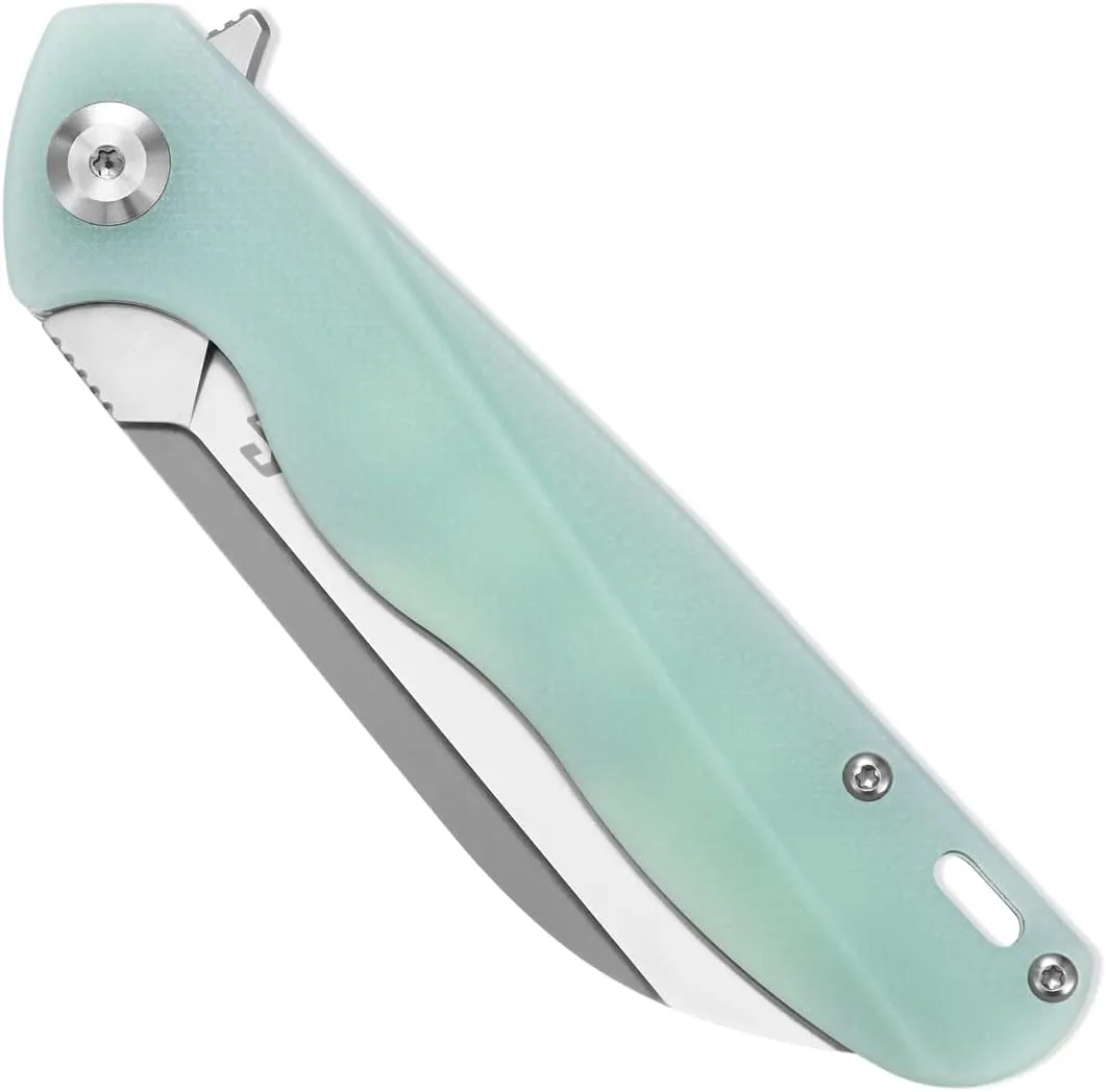 Sitivien ST103 Folding Knife, D2 Steel Blade G10 Handle Pocket Knife, EDC Tool Knife for Outdoor, Camping, Hunting, Survival (Jade)