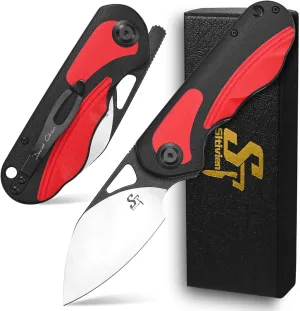 Sitivien ST156 Pocket Folding Knife, Sandvik 14C28N Steel Blade with G10 Handle,Chinese Zodiac Series EDC Tool Knifes for Camping Hiking Survival Fishing(Red)