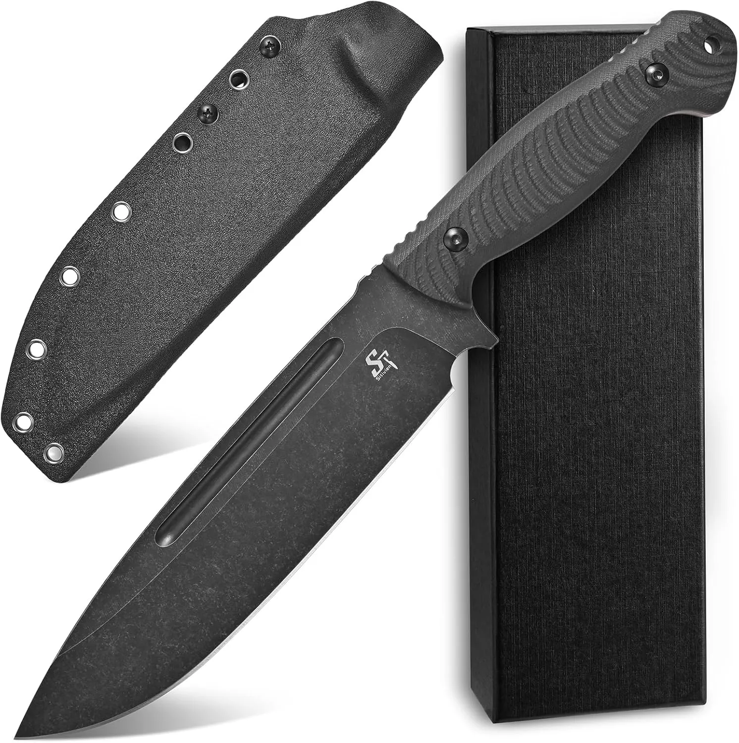 Sitivien ST27 Fixed Blade Knife 8mm Thick Sleipner Brushed Steel Blade Two Tone G10 Handle Full Tang EDC Fixed Knifes for Outdoor Camping Hunting Working