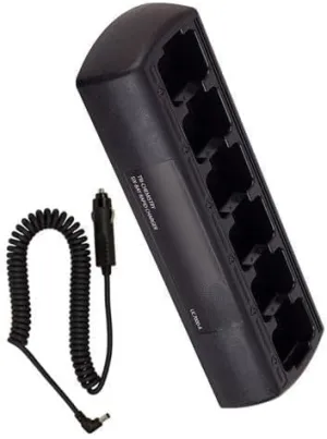 Six Bay Rapid Vehicle Charger for Kenwood KNB-21N Rechargeable Two Way Radio (Slim Design)