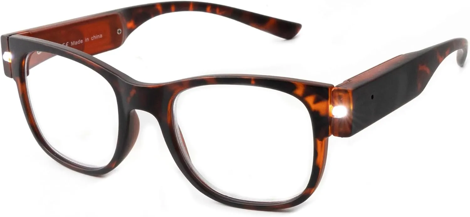 SKYWAY Reading Glasses Lighted Rechargeable Bright LED Readers with Lights Eyewear Clear Vision Unisex
