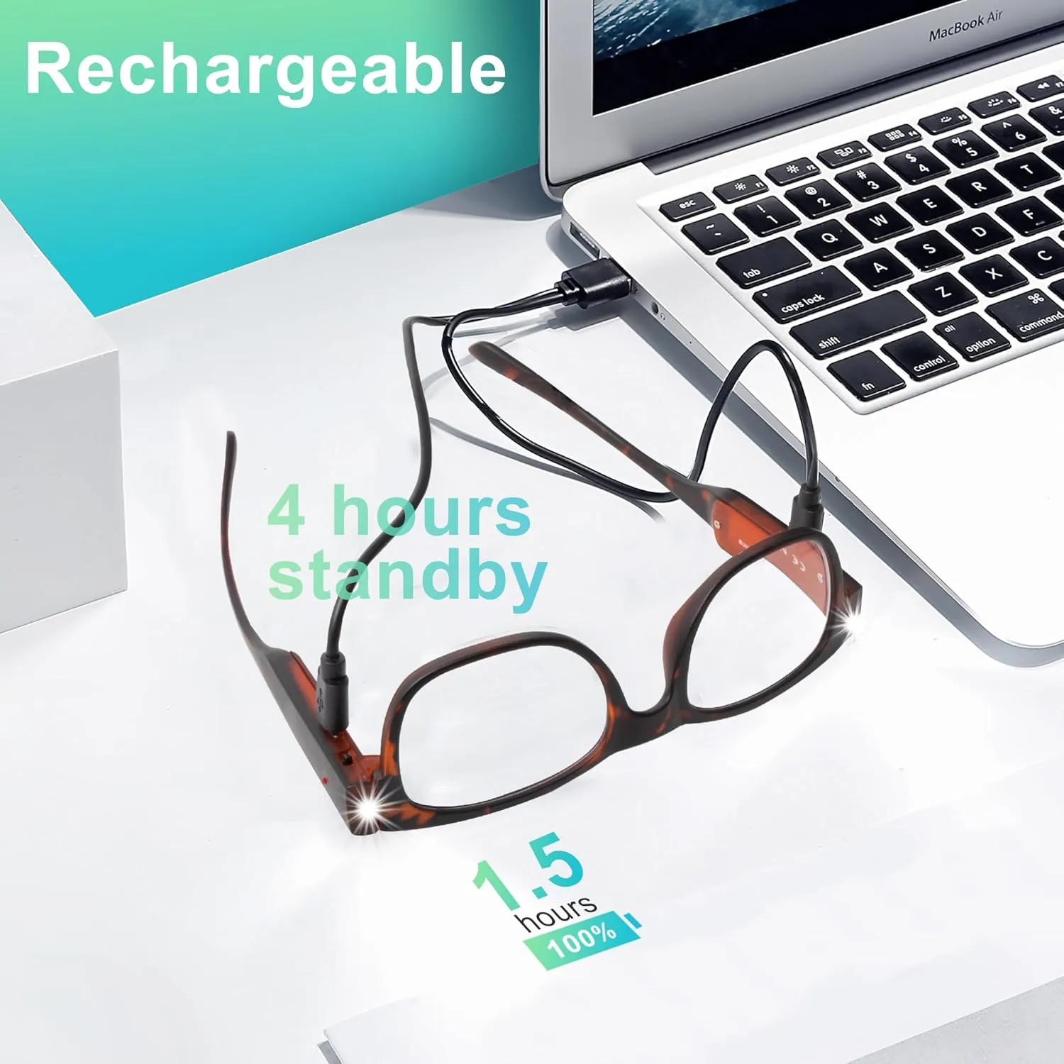 SKYWAY Reading Glasses Lighted Rechargeable Bright LED Readers with Lights Eyewear Clear Vision Unisex