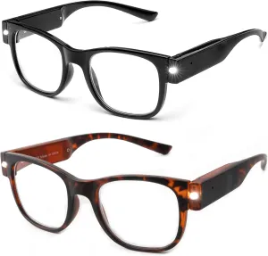SKYWAY Reading Glasses Lighted Rechargeable Bright LED Readers with Lights Eyewear Clear Vision Unisex