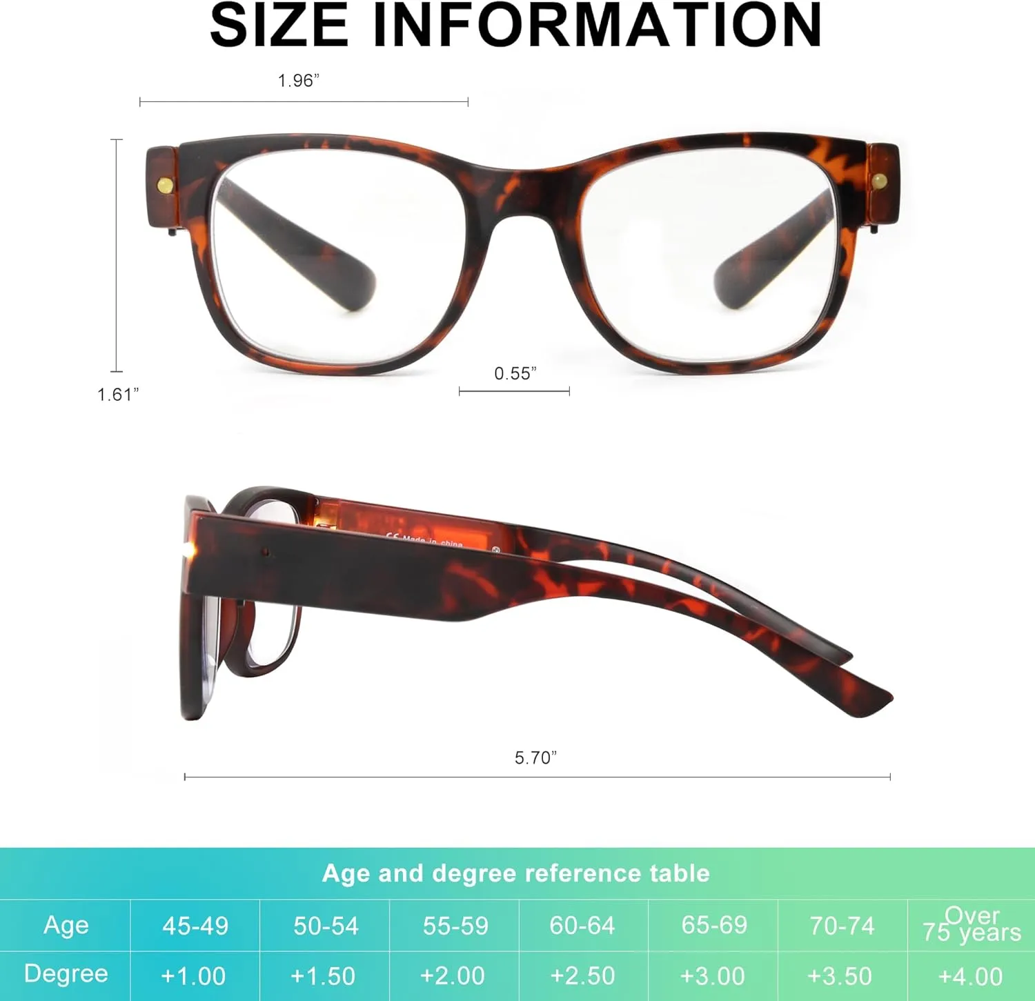 SKYWAY Reading Glasses Lighted Rechargeable Bright LED Readers with Lights Eyewear Clear Vision Unisex