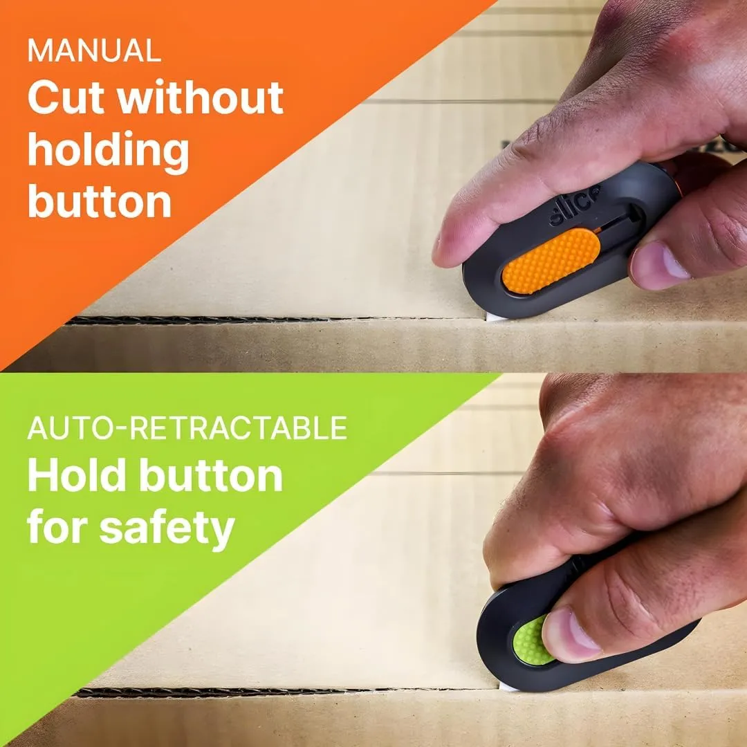 Slice Auto-Retractable Mini Box Cutter | Safe Ceramic Box Cutter Lasting 11x Longer than Metal | Keychain Box Opener| 2 Pack