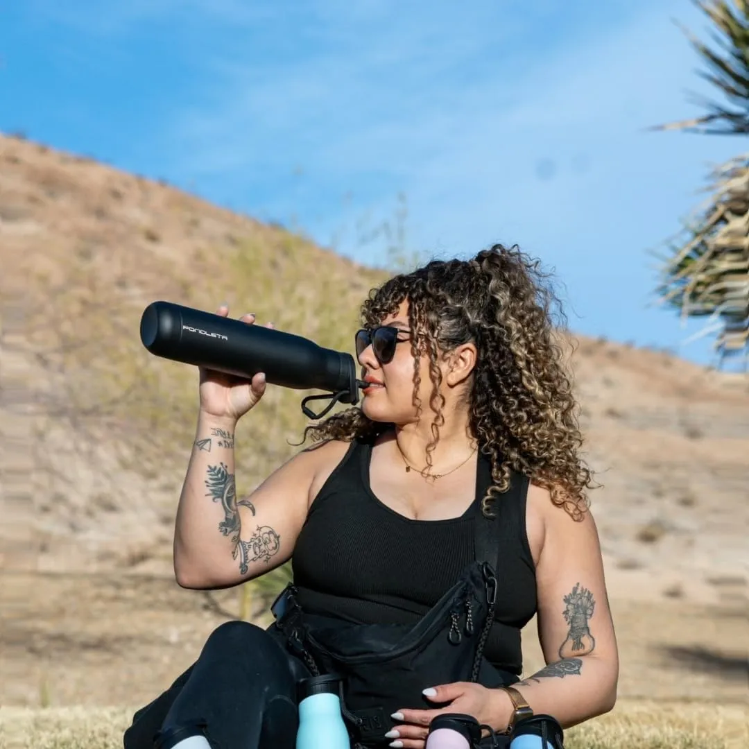 Slim Water Bottle, Stainless Steel Water Bottle with Straw, Standard Mouth Water Bottle for Sports and Travel, Double Vacuum Insulated Water Bottle, BPA-Free, Leak Proof