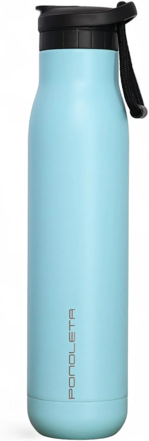 Slim Water Bottle, Stainless Steel Water Bottle with Straw, Standard Mouth Water Bottle for Sports and Travel, Double Vacuum Insulated Water Bottle, BPA-Free, Leak Proof