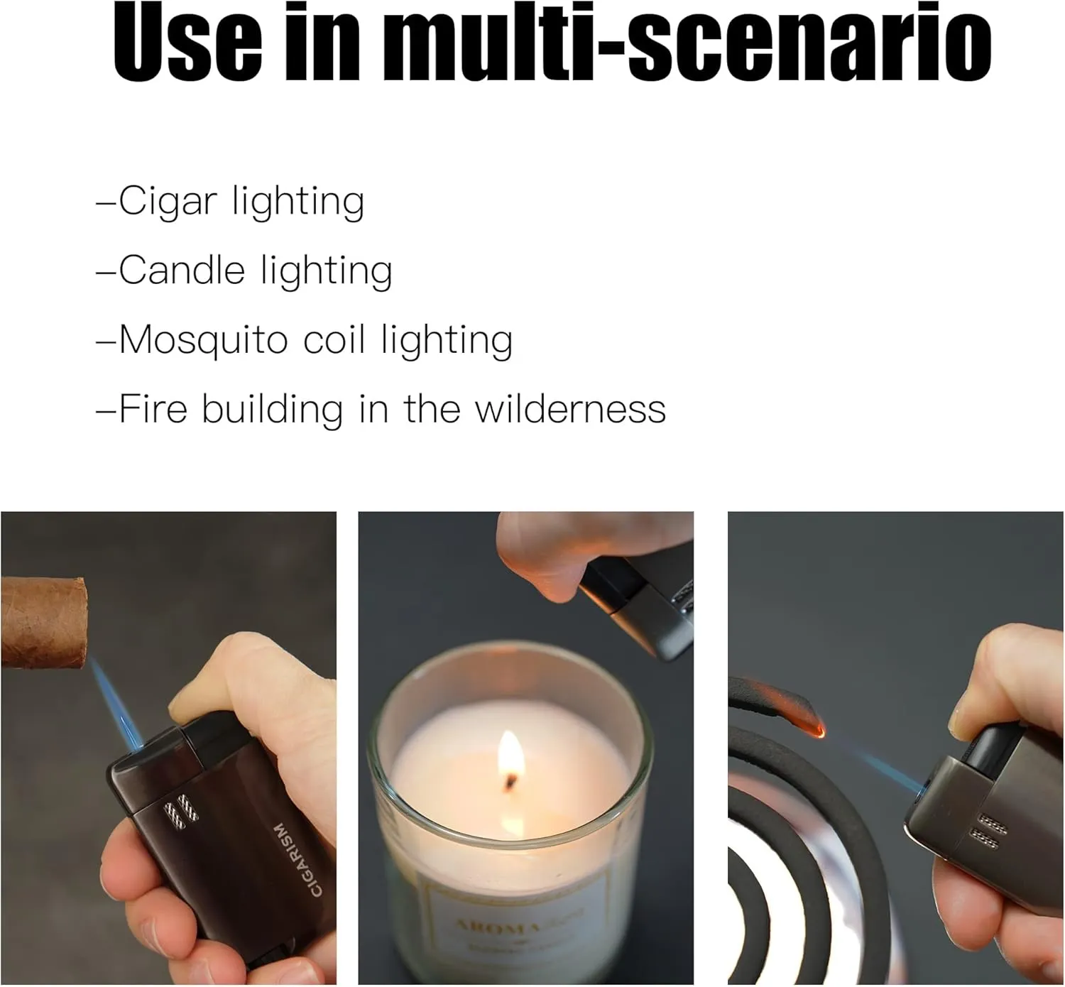 Small Pocket Cigar Lighter, Single Torch Jet Flame Windproof Refillable Butane Lighter (Champagne)