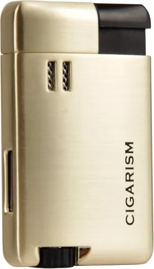 Small Pocket Cigar Lighter, Single Torch Jet Flame Windproof Refillable Butane Lighter (Champagne)