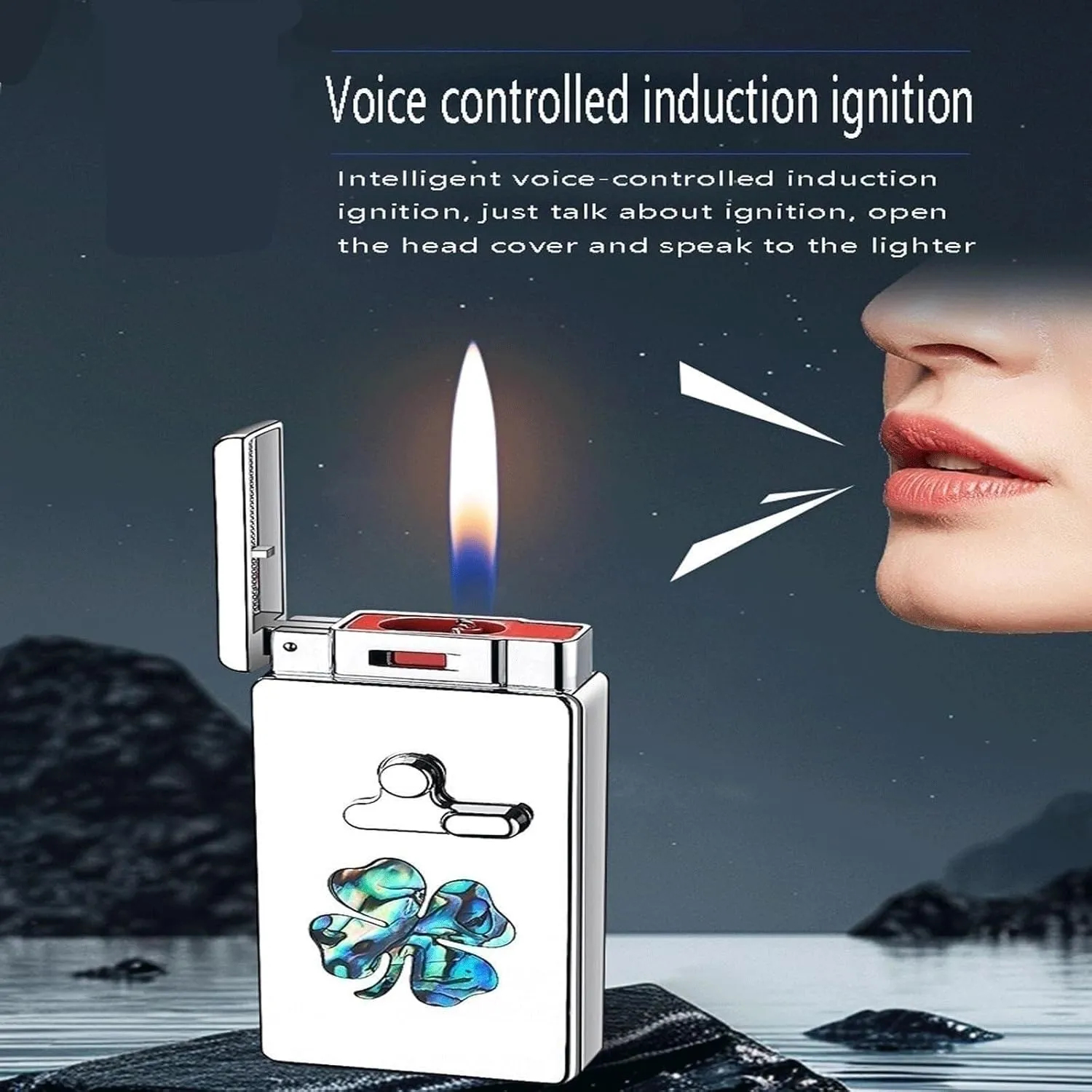 Smart Induction Metal Butane Lighter, Gravity Induction, 5 Ignition Modes, Windproof Dual Flame switchable, Adjustable Size, Inflatable Portable Lighter (excluding Fuel)(Black)