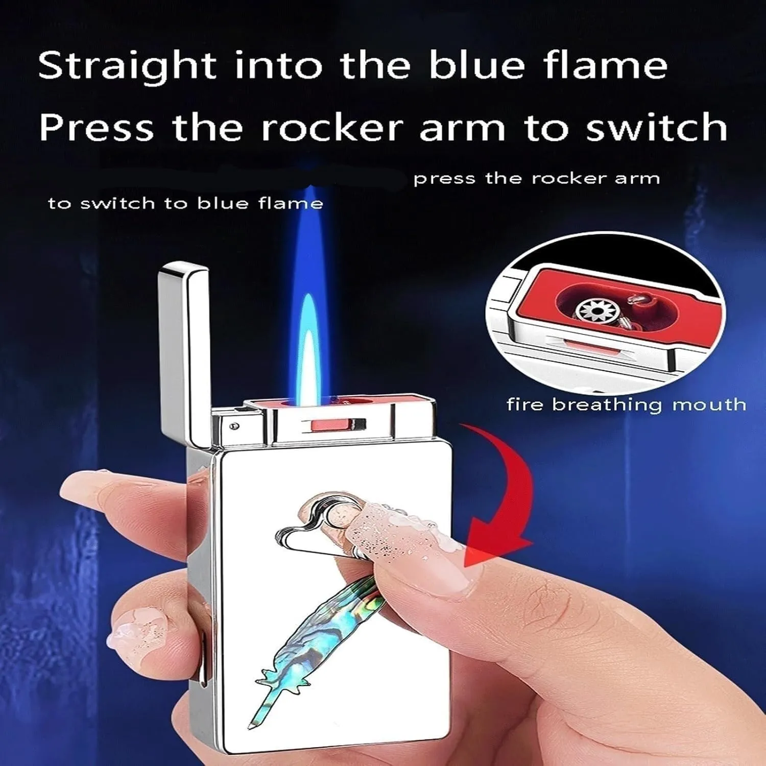 Smart Induction Metal Butane Lighter, Gravity Induction, 5 Ignition Modes, Windproof Dual Flame switchable, Adjustable Size, Inflatable Portable Lighter (excluding Fuel)(Black)