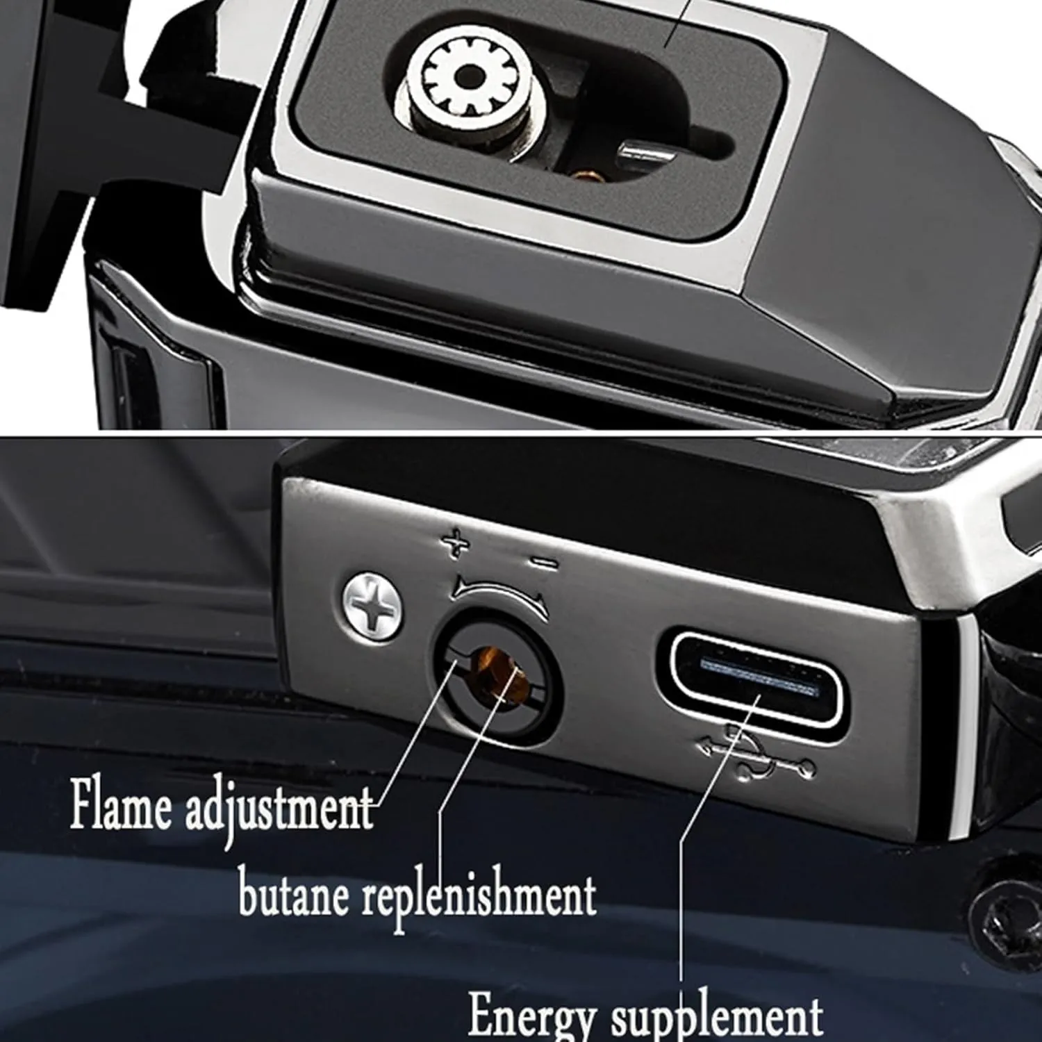 Smart Voice-Activated Lighter, Dual Flame, Windproof, Butane Refillable, Zinc Alloy, Portable, Black