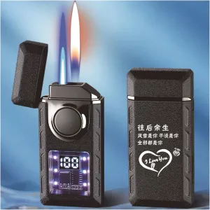 Smart Voice-Activated Lighter, Dual Flame, Windproof, Butane Refillable, Zinc Alloy, Portable, Black