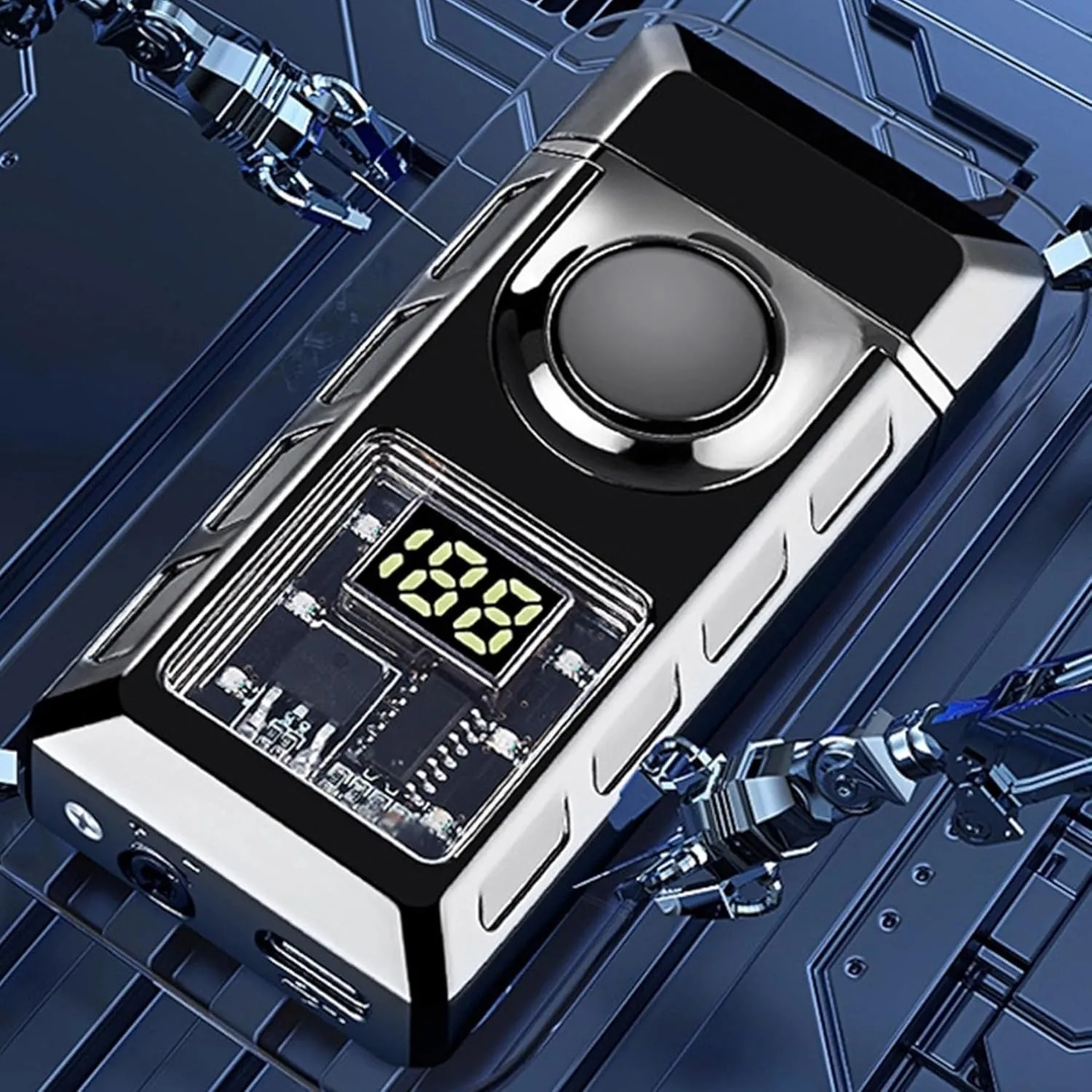 Smart Voice-Activated Lighter, Dual Flame, Windproof, Butane Refillable, Zinc Alloy, Portable, Black