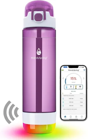 Smart Water Bottle with Reminder to Drink Water - Lights and Sound (switchable) Straw Hydrate Glow Bottle 26 oz, Track Your Sips, Smart Hydration Reminder, Travel Water Bottle HS002A