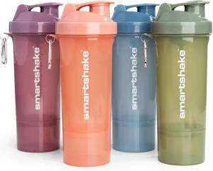 Smartshake Protein Shaker Bottle for Protein Mixes - 4 Pack - 13.5 oz | Shaker Cups for Protein Shakes | Blender Bottle Shaker | Protein Shaker Bottle Pack | BPA Free Shaker (SLIM - Multicolor)