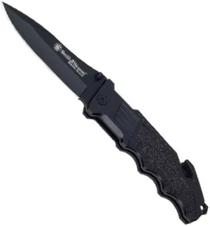 Smith & Wesson Border Guard SWBG1 10in High Carbon S.S. Folding Knife with a 4.4in Drop Point Blade and Aluminum Handle for Outdoor, Tactical, Survival and EDC