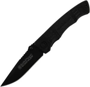 SMITH & WESSON SWEX3 Extreme Ops. Knife with Drop Point Notched Blade,Black