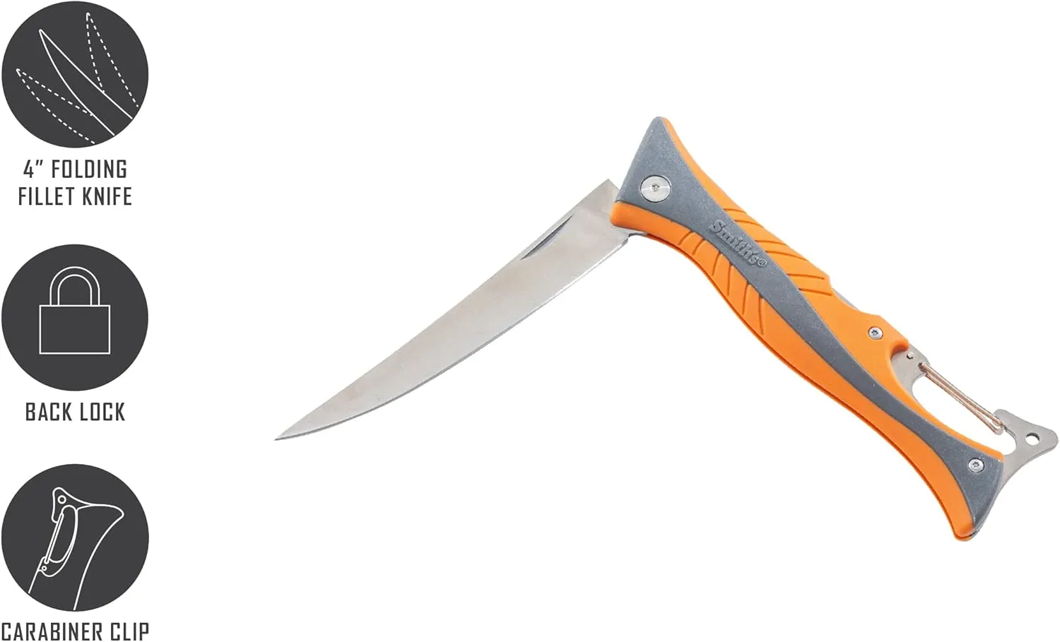 Smith’s RegalRiver 4-Inch Folding Flex Fillet Knife – Green – Stainless Steel Locking Blade – Pocket Knife – Fisherman Accessory – Carabiner – Portable – Fish Cleaning & Deboning