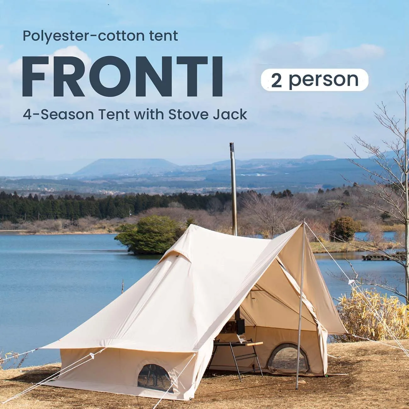 S'more Canvas Glamping Tent, 4 Season Family Camping Tent for 2/3 Person, Waterproof, Windproof, and Weather Resistant Tent for Family Glamping, Car Camping, Outdoor Party