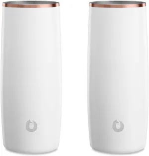 SNOWFOX Premium Vacuum Insulated Stainless Steel Cocktail Glass/Drink Tumbler, Set of 2, Drinks Stay Icy Cold, Thermal Highball Glasses, Elegant Home Entertaining, Classic Barware, 14.5 oz, White/Gold
