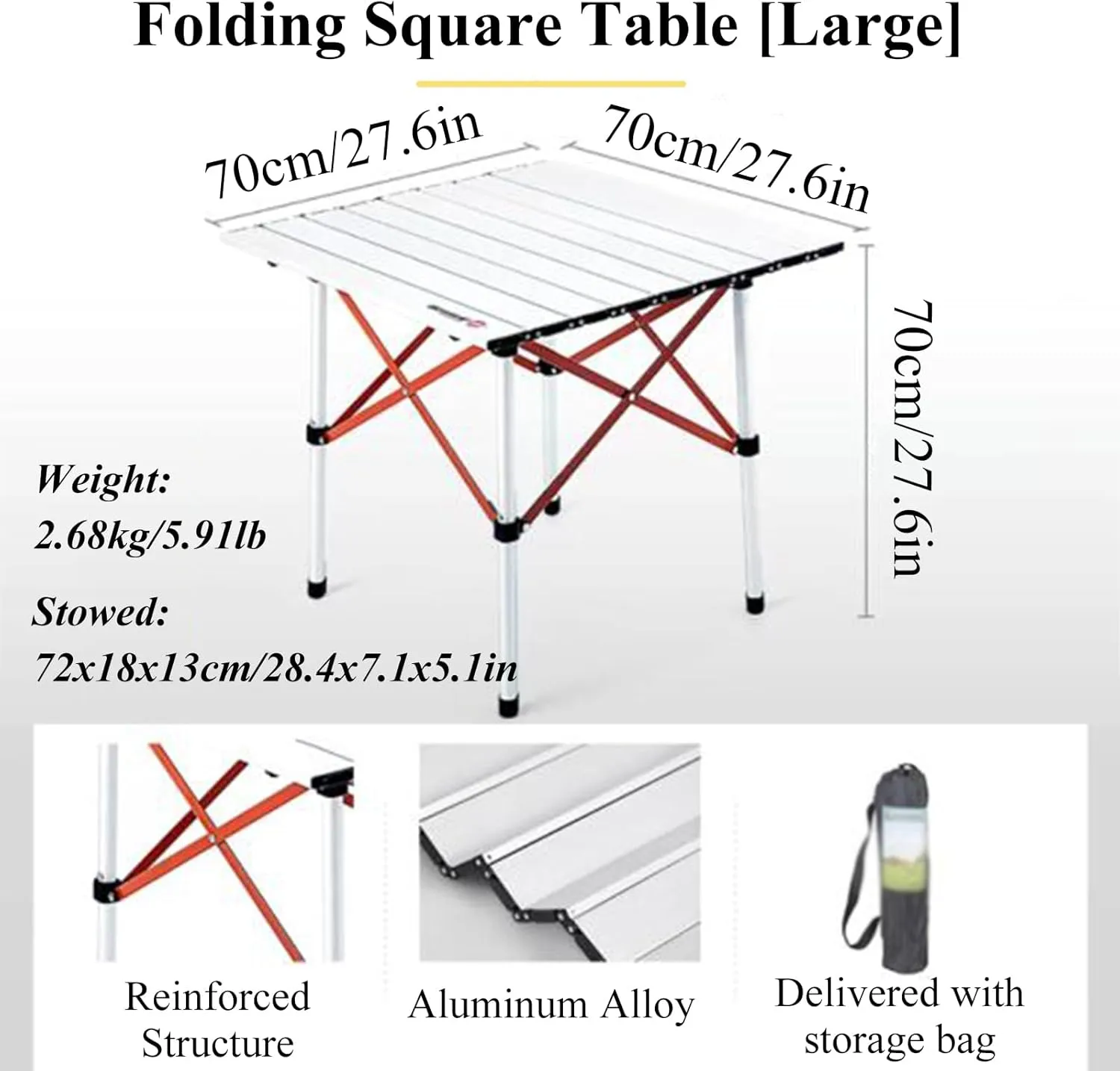 SOBOUR Aluminum Alloy Camping Table Folding Picnic Tables Ultralight Compact Camping Table Roll Up Table Top for Camping Hiking
