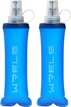 Soft Flasks Running Water Flask Folding Soft Water Bottles Small for Outdoor Sports Hiking Hydration Pack 5oz/8oz/17oz(BLUE,8oz*2)