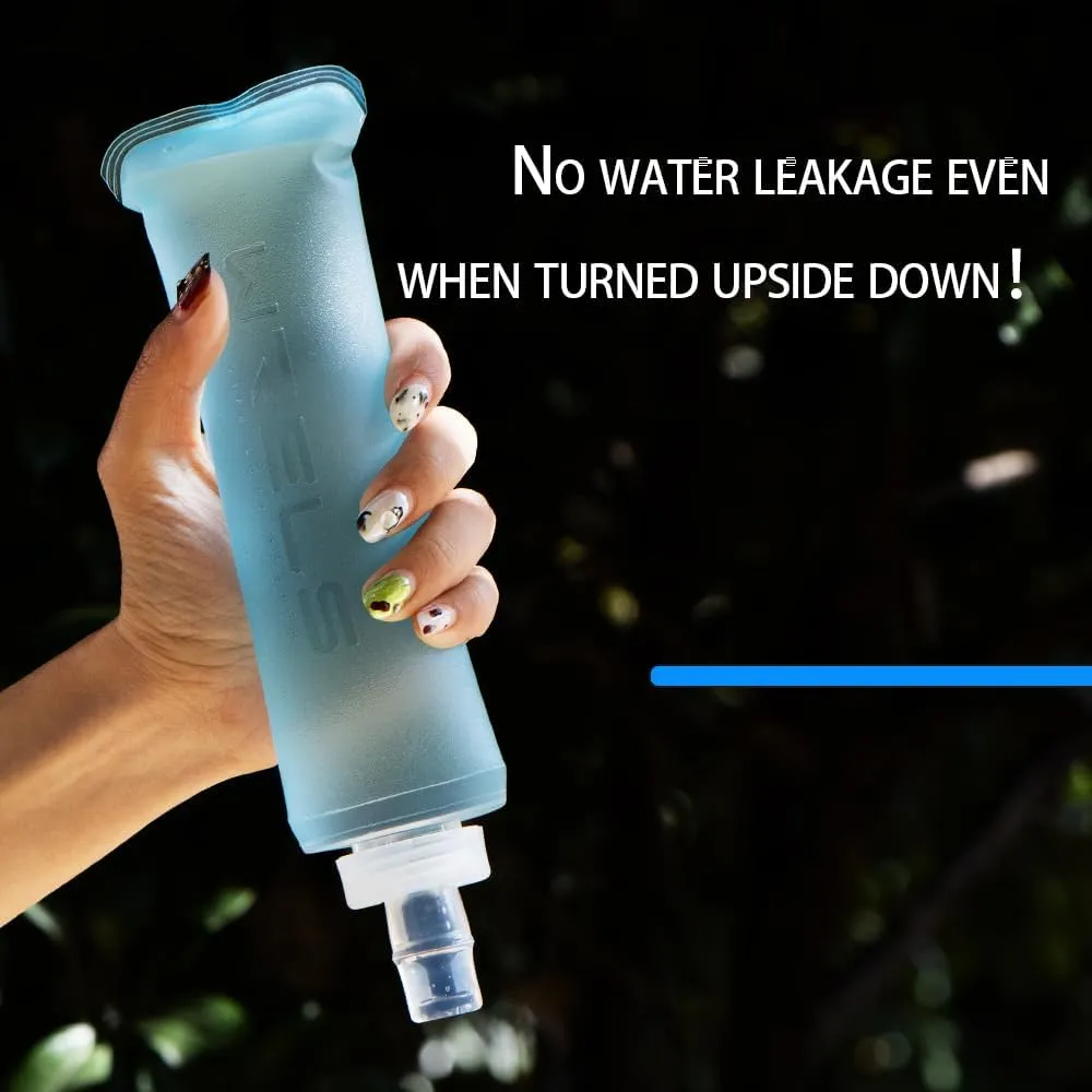 Soft Flasks Running Water Flask Folding Soft Water Bottles Small for Outdoor Sports Hiking Hydration Pack 5oz/8oz/17oz(BLUE,8oz*2)