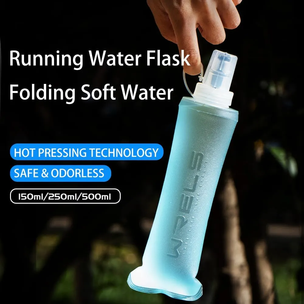 Soft Flasks Running Water Flask Folding Soft Water Bottles Small for Outdoor Sports Hiking Hydration Pack 5oz/8oz/17oz(BLUE,8oz*2)