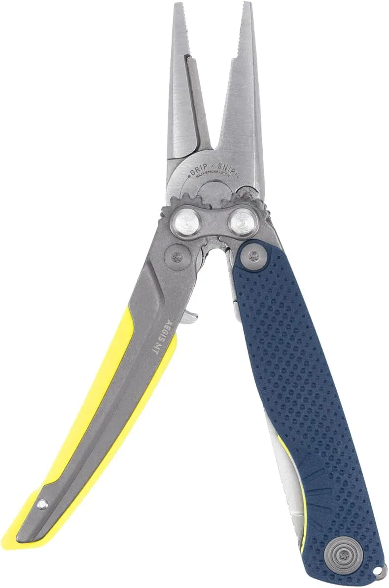 SOG Aegis MT Lightweight Compact Multi-Tool for Outdoor Use with Stainless Steel Clip-Point Blade and Pliers, Indigo/Acid