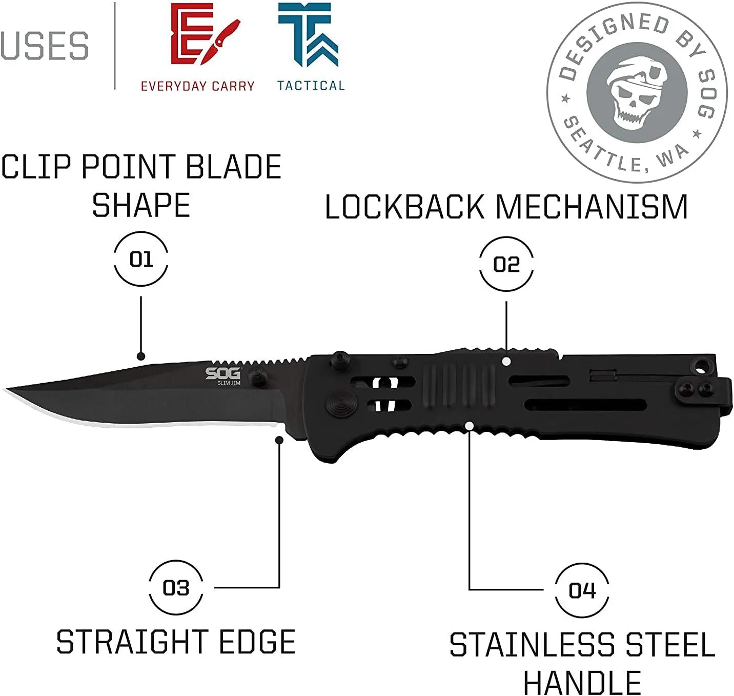 SOG Folding Knife SlimJim Slim Pocket Knife