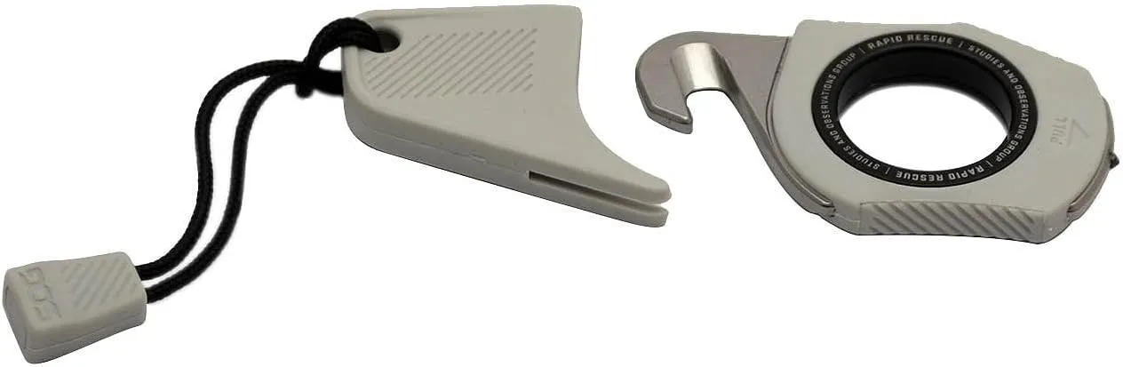 SOG Rapid Rescue Multi-Tool | Stainless Steel Seatbelt Cutter, GRN Handle, Aluminum Pull-Ring, Quick to Deploy from The Sheath