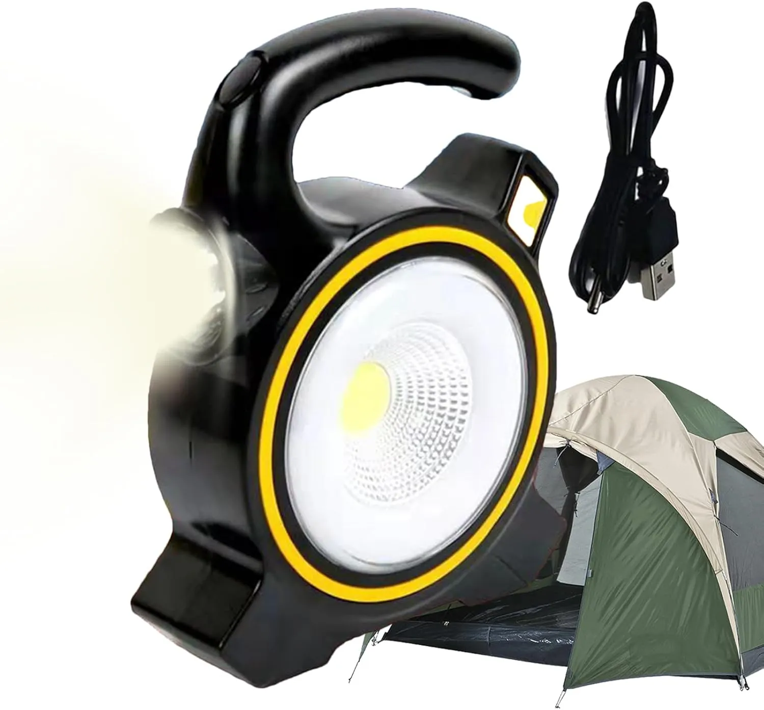 Solar Camping Lantern, Handheld Rechargeable Tent Lamp, 5.12x1.57x6.69 Inches Compact and Portable Design, Electric Lantern for Fishing and Hiking, Outdoor