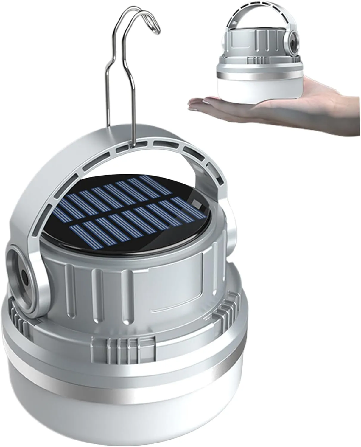 Solar Camping Lights 6 Brightness Camping Lantern Portable Tent Light with Hook ＆ Power Display Waterproof ＆ Rechargeable Led Camp Light for Outage, Hurricane, Emergency ~
