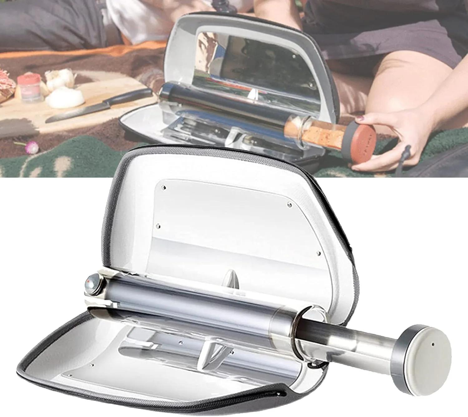 Solar Oven Sun Cooker, Solar Cooker Portable Stove, Compact Camping Cookware, Camping Stove Sun Oven for Backpacking Hiking (Capacity: 400ml)