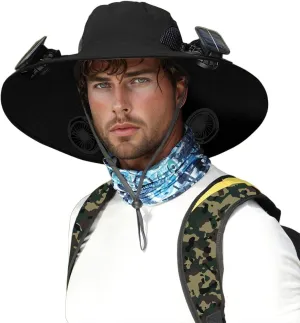 Solar Powered Hat Fan for Men Outdoor Camping with 4 Solar Fan Hat Workout Built-in Fan Waterproof UPF 50  Fishing Hats
