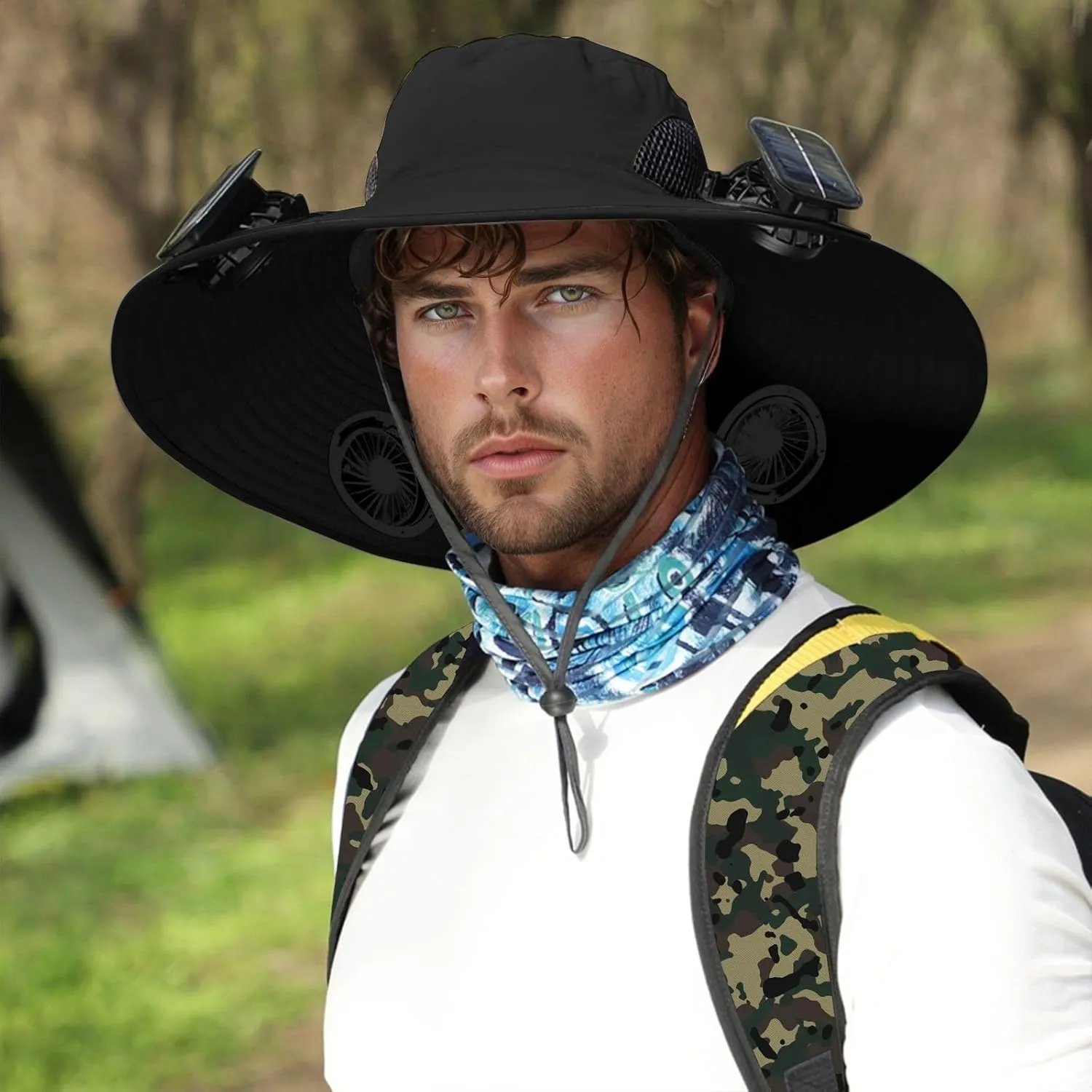 Solar Powered Hat Fan for Men Outdoor Camping with 4 Solar Fan Hat Workout Built-in Fan Waterproof UPF 50  Fishing Hats