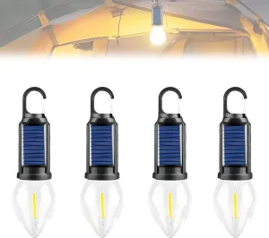 Solar Rechargeable Hooked Camping Light, 2025 New 3 Light Modes Adjustable Waterproof Portable Solar Camping Light for Hiking, Party, Camping, Fishing (C, 4pcs)