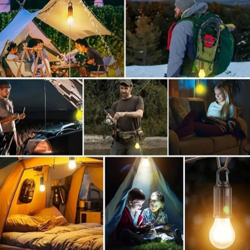Solar Rechargeable Hooked Camping Light, Portable Solar Tent Lights for Camping, USB Rechargeable LED Lights Ipx4 Waterproof, Camping Light with Foldable Anti Falling Hook(3pcs,Spherical)