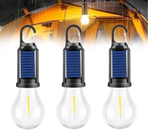 Solar Rechargeable Hooked Camping Light, Portable Solar Tent Lights for Camping, USB Rechargeable LED Lights Ipx4 Waterproof, Camping Light with Foldable Anti Falling Hook(3pcs,Spherical)