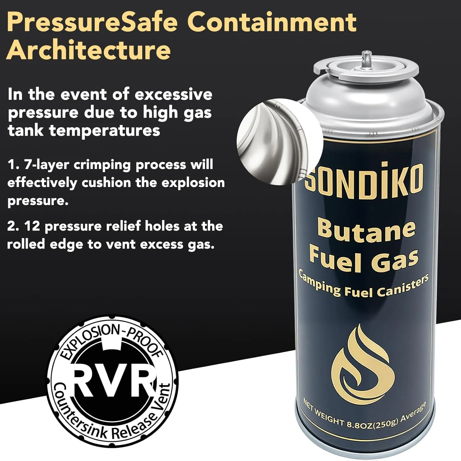 Sondiko Butane Gas, Premium Pure Refined Butane Gas, Butane Fuel Canister for Portable Camping Stove, Explosion Proof - RVR System(8 Can)
