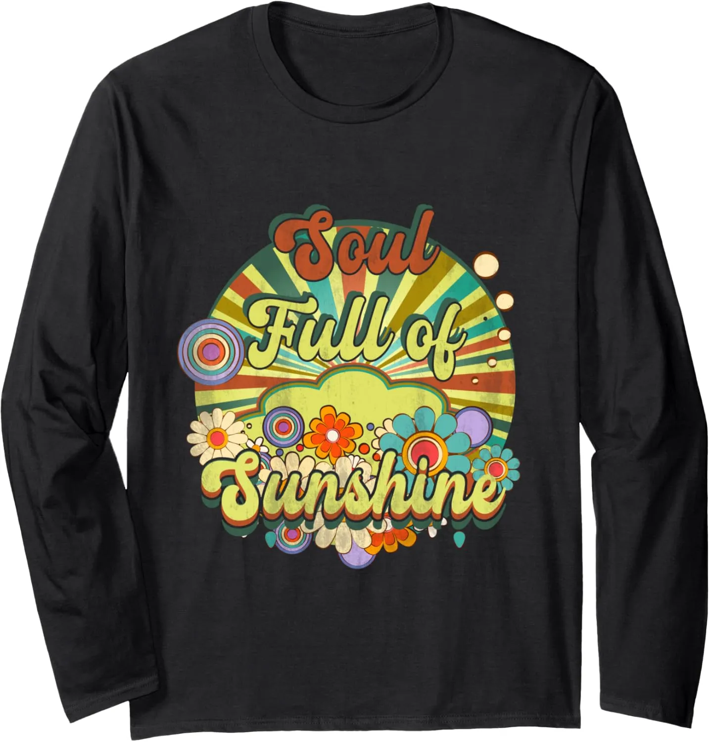 Soul Full of Sunshine Vintage Sunset Retro Groovy Flower Long Sleeve T-Shirt