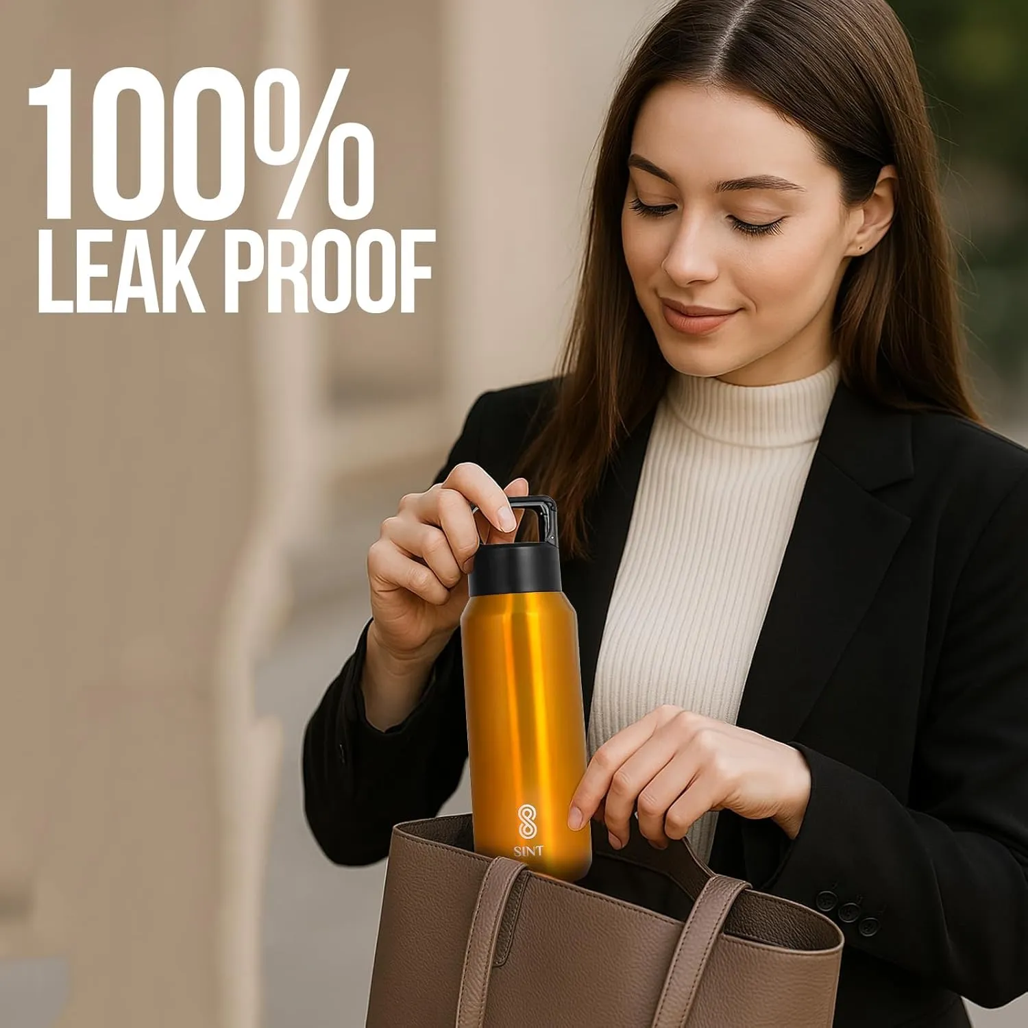 Sports Water Bottle Carbonated 20 Oz Leak Proof Stainless Steel Gym & Sports Bottles for Men & Women Double Walled & Vacuum Insulated Pack of 1 (GOLD)