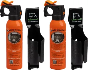 Spray Self Defense Deterrent with Griz Guard Holster for Camping, Hiking, Fishing, Powerful Blast Pattern, 30 ft Fog Barrier, Safety Orange, SOG2, 7.9 oz, 2 Pack
