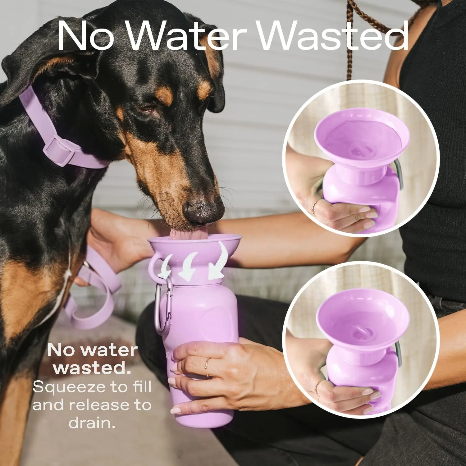 Springer Dog Water Bottle | Portable Travel Water Bottle Dispenser for Dogs | Dog Gift Seen on Oprah's Favorite Things, Shark Tank | Leak-Proof Bottles Fill Bowl with Water | 15oz Cotton Candy