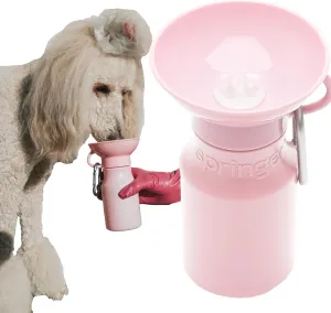 Springer Dog Water Bottle | Portable Travel Water Bottle Dispenser for Dogs | Dog Gift Seen on Oprah's Favorite Things, Shark Tank | Leak-Proof Bottles Fill Bowl with Water | 15oz Cotton Candy