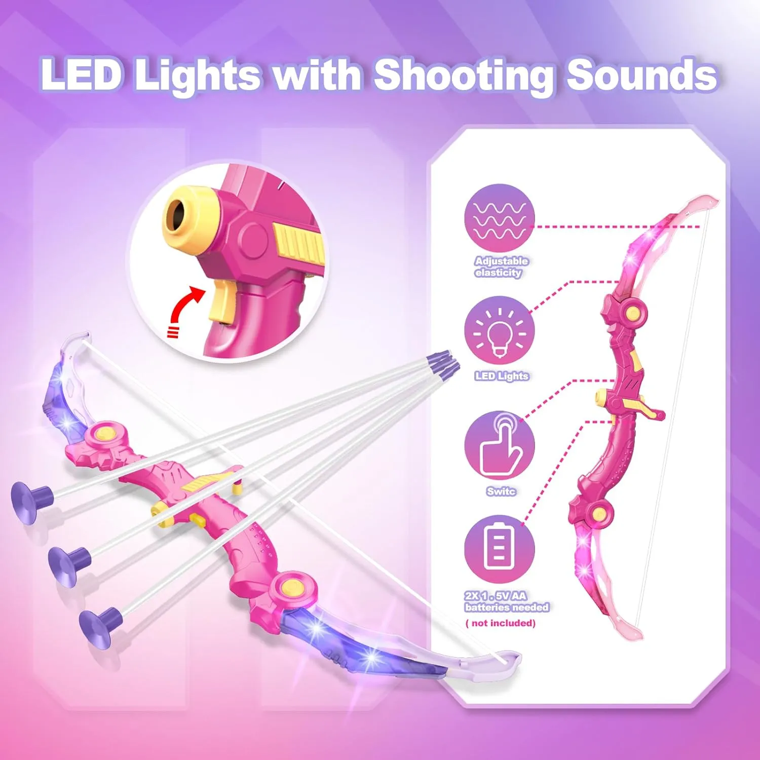 SpringFlower 2 Bow and Arrow Sets with LED Light-up,2 Foam Dart Guns for Kids 5 6 7 8 9 10  Years Old, Archery Set with Standing Target for Boys & Girl, Ideal Gift