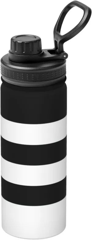 SSIMOO Stripes Black White 18oz Sports Insulated Bottle For Outdoor Activities,Your Ideal Companion Staying Hydrated
