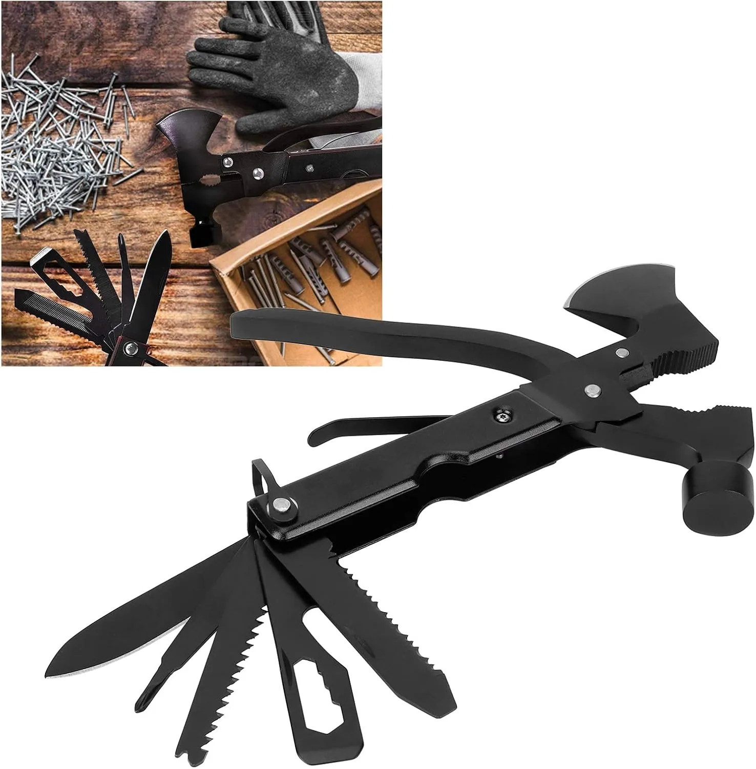 Stainless Steel Camping Multi Tool, Portable Camping Gadgets for Adventure Lovers, Hatchet Multitool for Exploring Camping Hiking
